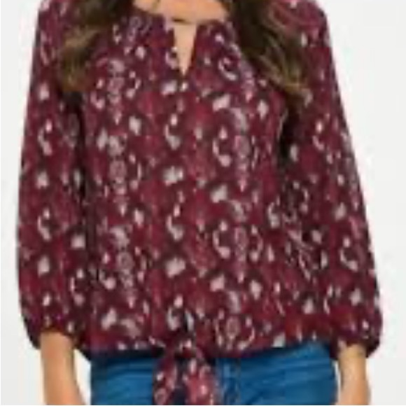 West K Veronica  abstract snake printed Tie  Front 3/4 sleeve Top Small NWOT - Picture 10 of 10